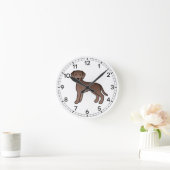 Chocolate Labrador Retriever Cartoon Dog Tekening Ronde Klok (Huis)