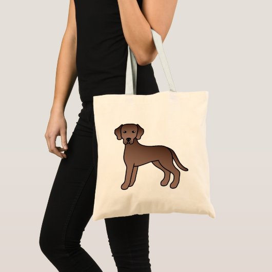 Chocolate Labrador Retriever Cartoon Dog Tekening Tote Bag (Voorkant (product))