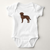Chocolate Labrador Retriever Cartoon Lab Hond Pup Romper (Voorkant)