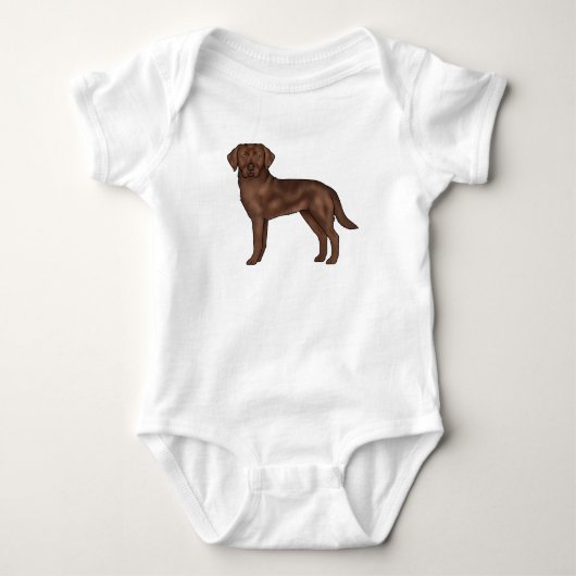 Chocolate Labrador Retriever Cartoon Lab Hond Pup Romper (Voorkant)