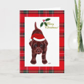 Chocolate Labrador Retriever Christmas Kaart (Voorkant)