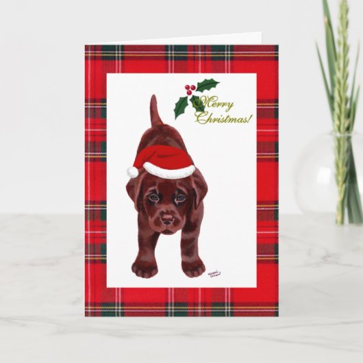 Chocolate Labrador Retriever Christmas Kaart (Voorkant)