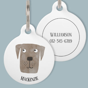 Chocolate Labrador Retriever Dog, gepersonaliseerd Huisdierpenning