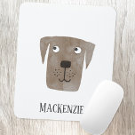 Chocolate Labrador Retriever Dog, gepersonaliseerd Muismat<br><div class="desc">Een grappige 'Chocolate Labrador Retriever' hond om je te laten glimlachen. Verander of verwijder de naam om aan te passen. Originele kunst van Nic Squirrell.</div>