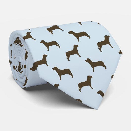 Chocolate Labrador Retriever Dog Pattern (blauw) Stropdas (Opgerold)