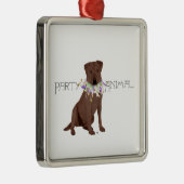 Chocolate Labrador Retriever Feestje Metalen Ornament (Rechts)