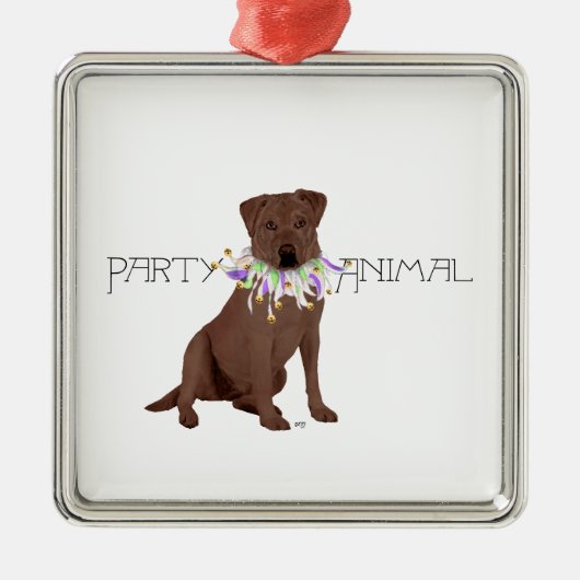 Chocolate Labrador Retriever Feestje Metalen Ornament (Voorkant)