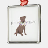 Chocolate Labrador Retriever Feestje Metalen Ornament (Links)