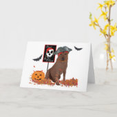 Chocolate Labrador Retriever Halloween Kaart (Gele Bloem)