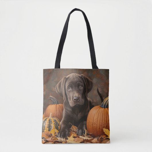 Chocolate Labrador Retriever Herfst Tote Bag (Voorkant)