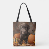 Chocolate Labrador Retriever Herfst Tote Bag (Achterkant)