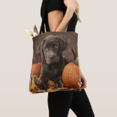 Chocolate Labrador Retriever Herfst Tote Bag (Dichtbij)