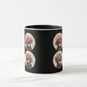 Chocolate Labrador Retriever Hond Zwart Roze Bloem Mok (Midden)