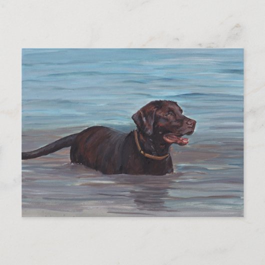 Chocolate Labrador Retriever in waterkaart Briefkaart (Voorkant)