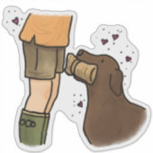 Chocolate Labrador Retriever Jacht Auto Sticker (Voorkant)