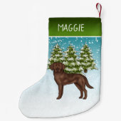 Chocolate Labrador Retriever Kerst Aangepaste Naam Kleine Kerstsok (Achterkant)