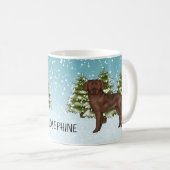 Chocolate Labrador Retriever Kerst Aangepaste Naam Koffiemok (Voorkant rechts)
