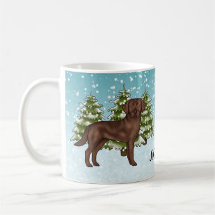 Chocolate Labrador Retriever Kerst Aangepaste Naam Koffiemok