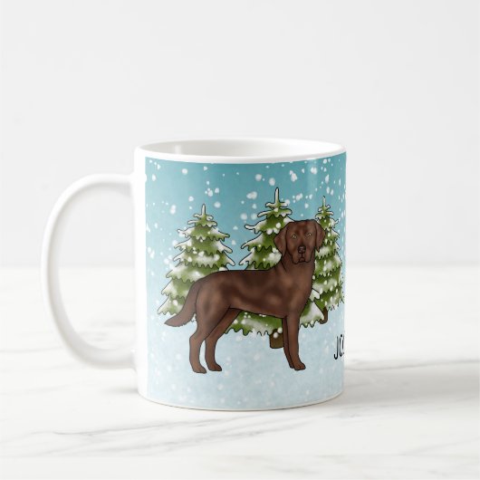 Chocolate Labrador Retriever Kerst Aangepaste Naam Koffiemok (Links)