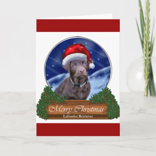 Chocolate Labrador Retriever kerstcadeaus Feestdagen Kaart (Voorkant)