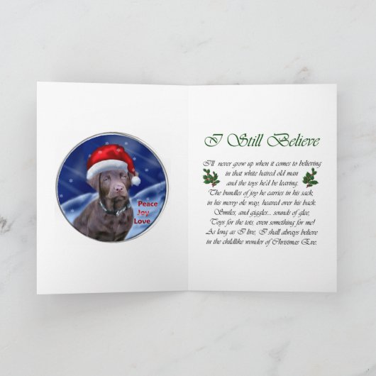 Chocolate Labrador Retriever kerstcadeaus Feestdagen Kaart (Binnen)
