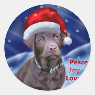 Chocolate Labrador Retriever kerstcadeaus Ronde Sticker