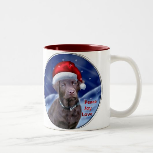 Chocolate Labrador Retriever kerstcadeaus Tweekleurige Koffiemok (Rechts)
