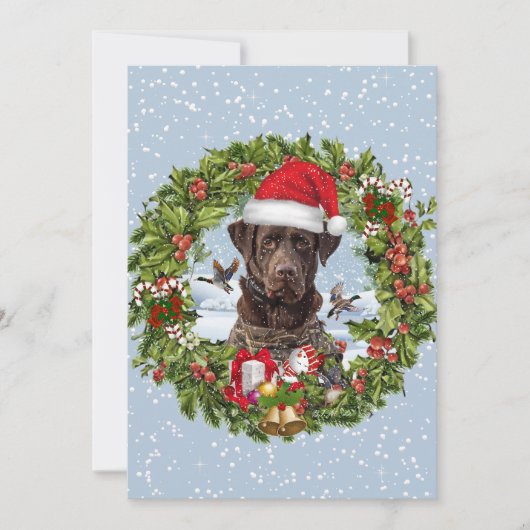 Chocolate Labrador Retriever, Kerstkrans Kaart (Voorkant)