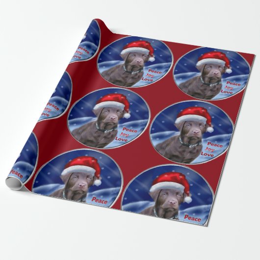 Chocolate Labrador Retriever Kerstmis Cadeaupapier (Uitgerold)