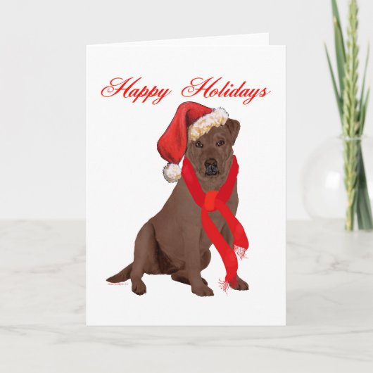 Chocolate Labrador Retriever Kerstmis Feestdagen Kaart (Voorkant)