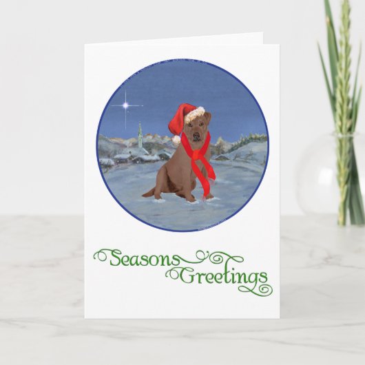 Chocolate Labrador Retriever Kerstmis Feestdagen Kaart (Voorkant)