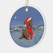 Chocolate Labrador Retriever Kerstmis Keramisch Ornament (Links)