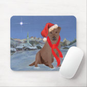Chocolate Labrador Retriever Kerstmis Muismat (Met muis)
