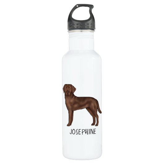 Chocolate Labrador Retriever Lab Art Aangepaste na Waterfles (Voorkant)
