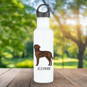 Chocolate Labrador Retriever Lab Art Aangepaste na Waterfles