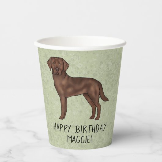 Chocolate Labrador Retriever Lab Gefeliciteerd Papieren Bekers (Voorkant)