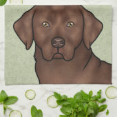 Chocolate Labrador Retriever Lab Head Green Theedoek (Gevouwen)