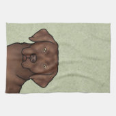 Chocolate Labrador Retriever Lab Head Green Theedoek (Horizontaal)