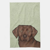 Chocolate Labrador Retriever Lab Head Green Theedoek (Verticaal)