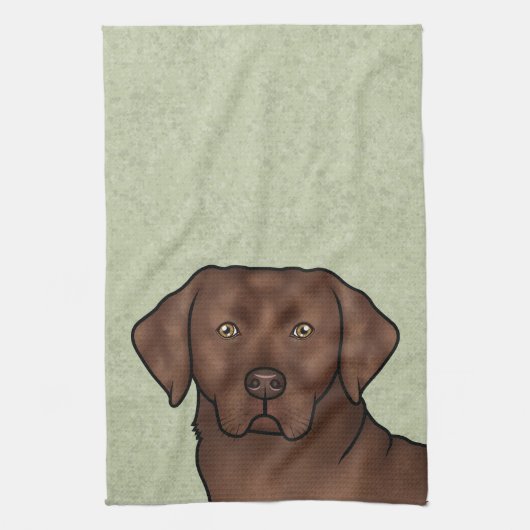 Chocolate Labrador Retriever Lab Head Green Theedoek (Verticaal)
