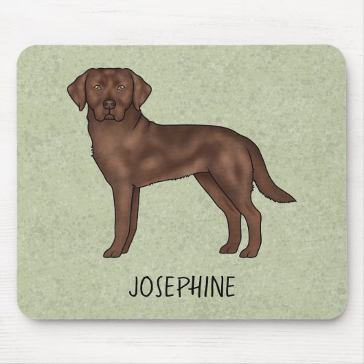 Chocolate Labrador Retriever Lab Hond Eigen Naam Muismat (Voorkant)