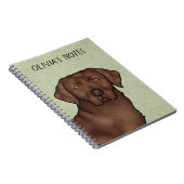 Chocolate Labrador Retriever Lab Hoofd en naam Notitieboek (Rechterzijde)