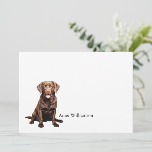 Chocolate Labrador Retriever Note Kaart (Staand voorkant)
