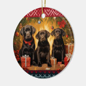 Chocolate Labrador Retriever puppies Kerst Keramisch Ornament (Links)