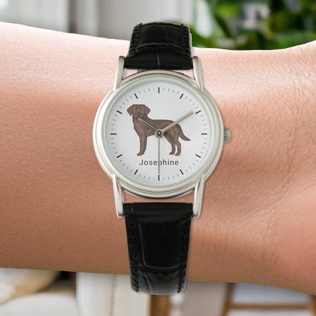 Chocolate Labrador Retriever Schattige Lab Dog Art Horloge (Creator heeft geüpload)