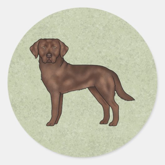 Chocolate Labrador Retriever Schattige Lab Hond Gr Ronde Sticker (Voorkant)