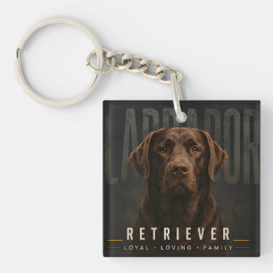 Chocolate Labrador Retriever Trouw Liefhebbend Gez Sleutelhanger