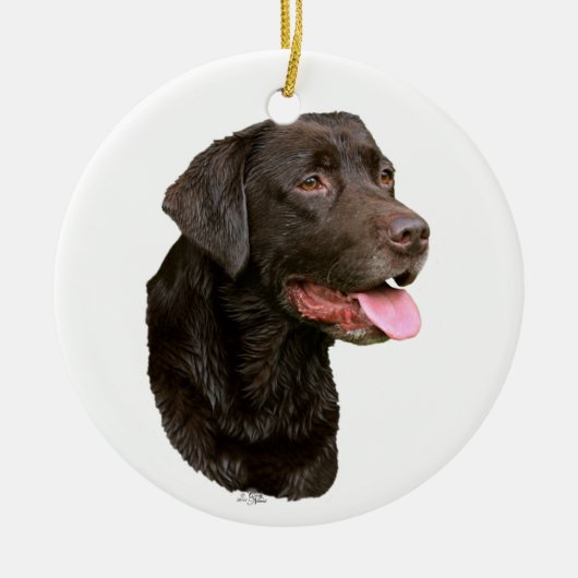 Chocolate Labrador Retriever-versiering Keramisch Ornament (Voorkant)