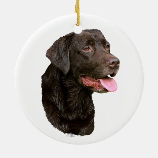 Chocolate Labrador Retriever-versiering Keramisch Ornament (Achterkant)