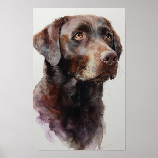 Chocolate labrador retriever watercolor poster (Voorkant)